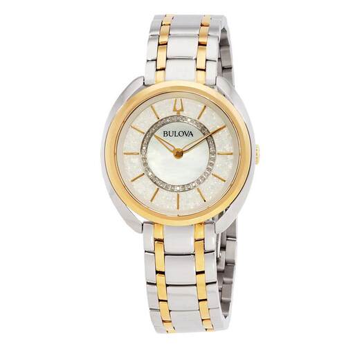 海外代购BULOVA/宝路华女士石英腕表生活防水夜光指针间金钢带