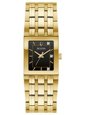 代购BULOVA宝路华女士腕表夜光日期计时防刮金色钢带矩形防水