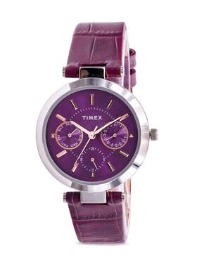代购Timex天美时女士腕表计时日期星期多功皮带金属紫色防水