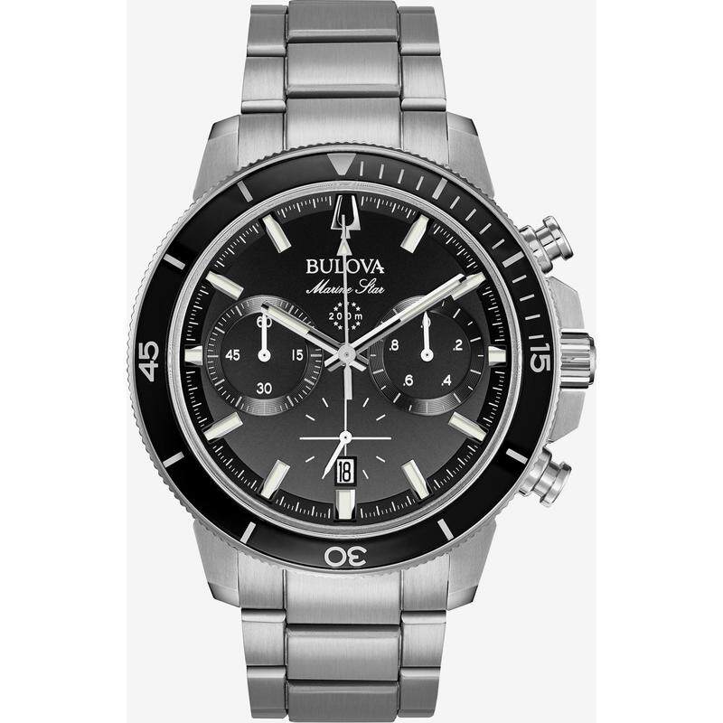 海外代购BULOVA/宝路华男士手表计时码表日历显示钢带200米防水