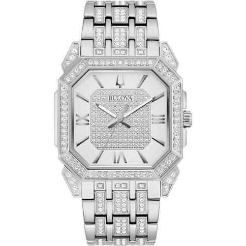 海外代购BULOVA/宝路华男士手表欧美腕表防水镶钻不锈钢八角形