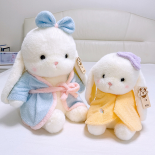鼻涕熊穿浴袍长耳兔子毛绒玩具睡衣垂耳兔儿童安抚礼物玩偶娃娃