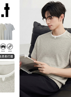 it:CHOCOOLATE美式时尚假两件短袖t恤男宽松休闲纯色半袖上衣服