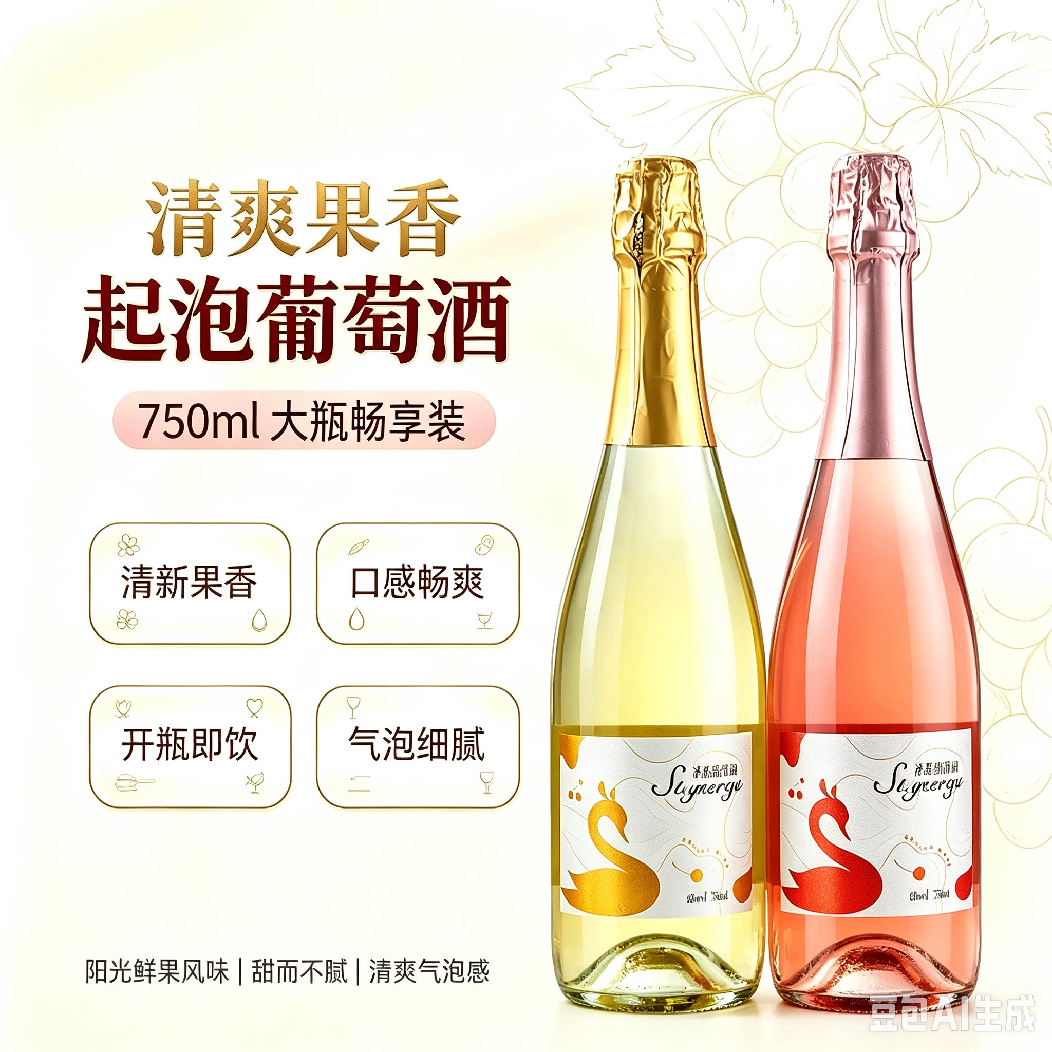 起泡酒果味酒气泡酒水果酒低度酒甜型果味酒颜值女士甜酒