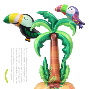 生日派对布置装 饰拍照道具汽球热带雨林大嘴鸟造型卡通铝膜大气球