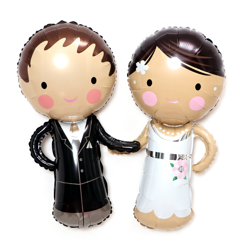 新房婚房布置装饰婚庆场地布置气球新郎新娘造型卡通铝膜气球定制