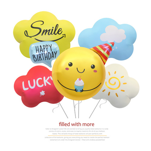 铝膜气球生日表情可爱卡通云朵