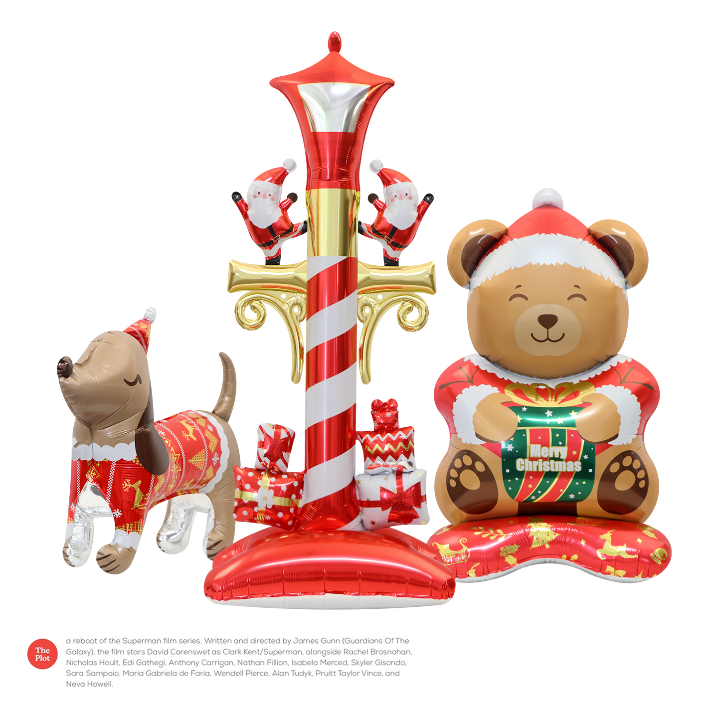 铝膜气球圣诞节路灯小熊4D立体大