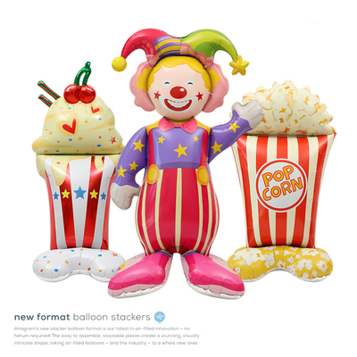 站立小丑冰激凌爆米花大铝膜气球