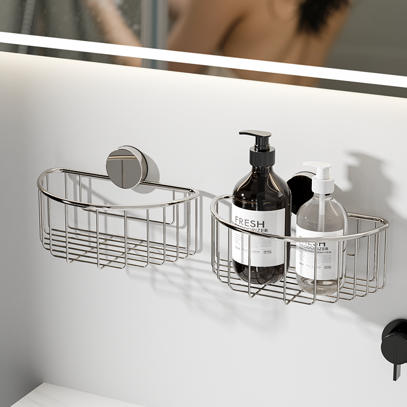 【卫生间吸盘不锈钢置物篮】