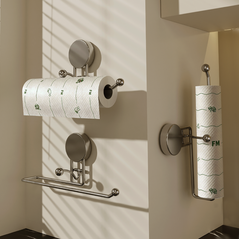 吸盘厨房不锈钢纸巾架厨房一次性卷纸保鲜膜懒人抹布纸巾收纳挂架,收纳整理,纸巾架,淘宝优惠券,粉丝福利购,淘宝优惠卷