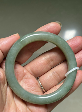 天然新疆和田玉粉青翠青正圈平安手镯百搭复古国风56小圈口