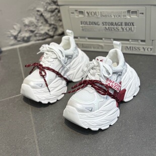 设计款彩色绑带时髦厚底老爹鞋女2026春季新款增高潮流时尚休闲鞋