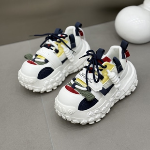 设计感彩色榴莲厚底面包鞋女2026春季新款小个子潮流时尚休闲鞋女