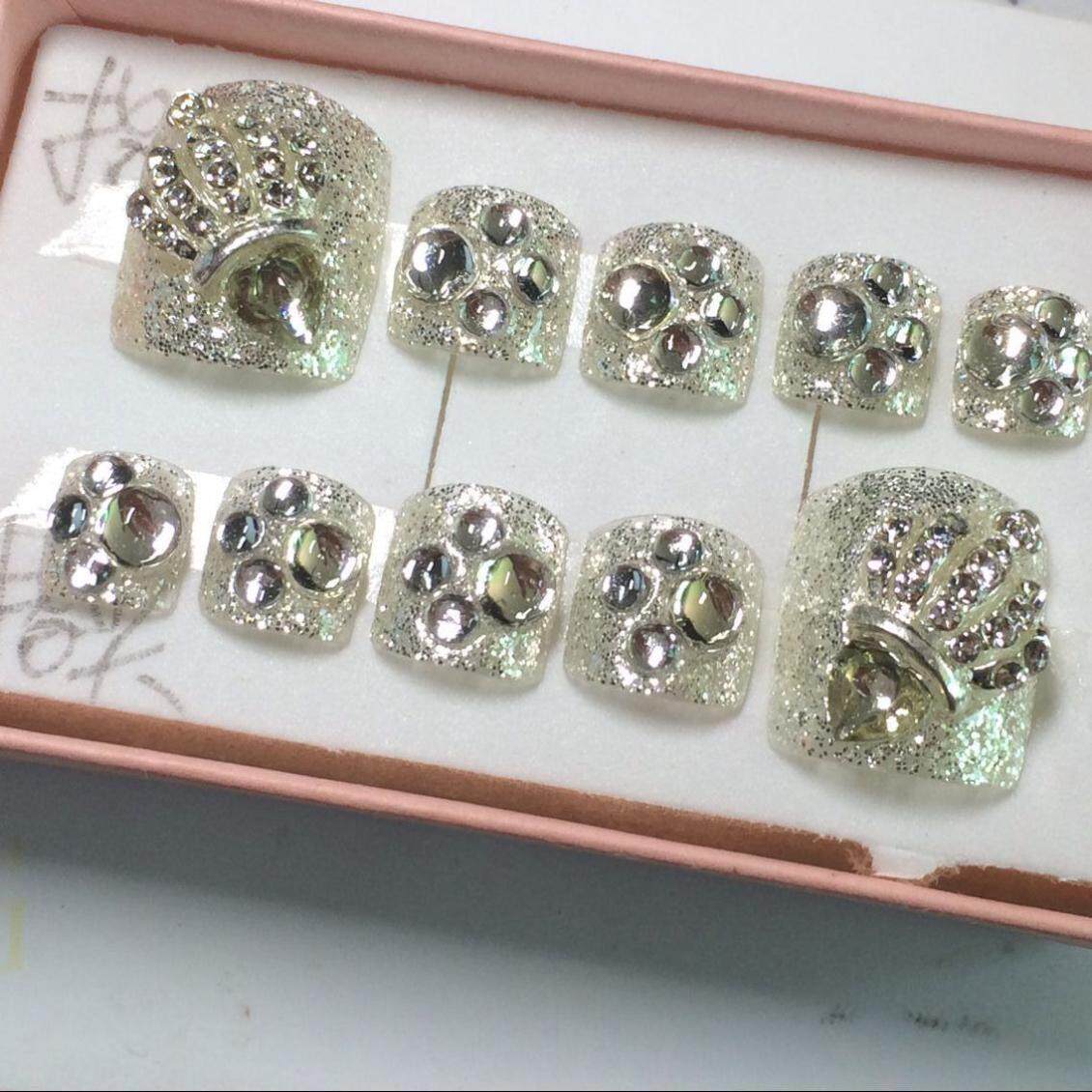奢华闪亮定做贴片 成品手工定做制脚假指甲 美甲光疗甲片包邮