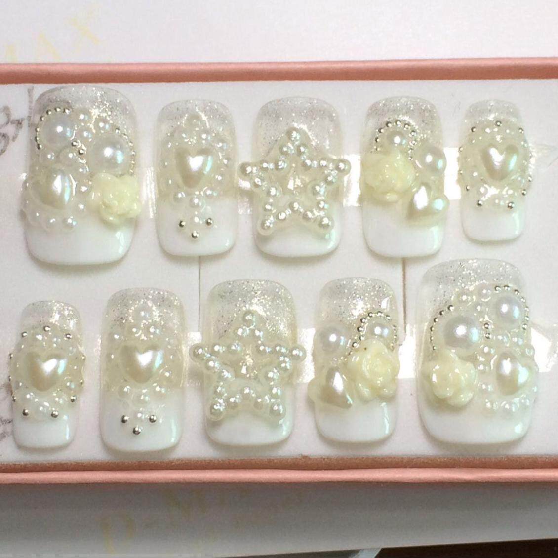 甲片穿戴甲定做新娘贴片结婚手工