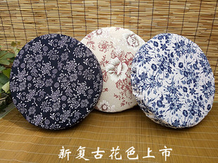 定制蒲团座套复古青花瓷坐垫罩圆形草墩茶餐馆国学堂印花艾灸垫套