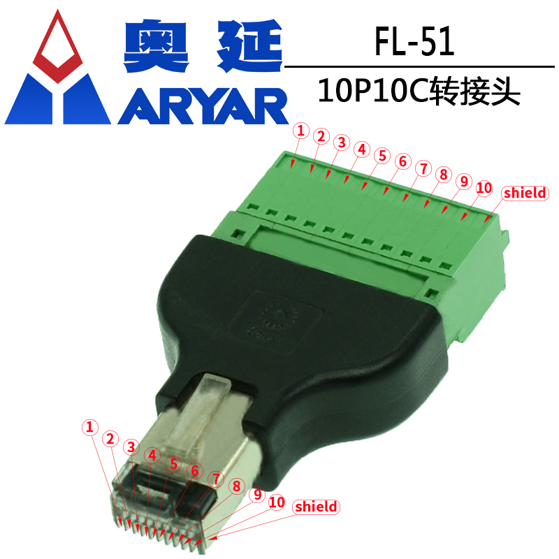 。RJ45 RJ48 RJ50 10P10C转接头连接器 NI9949 RJ50 to screw