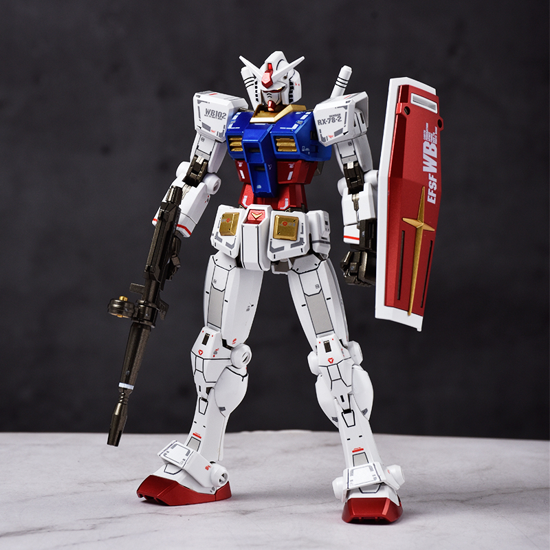 bandai万代hg高达拼装模型初代rx-78-2元祖超越全球合金着色涂装