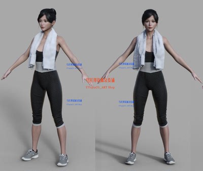 maya绑定动画走路跑步3D模型写实运动美女CG模型FBX骨骼源文件