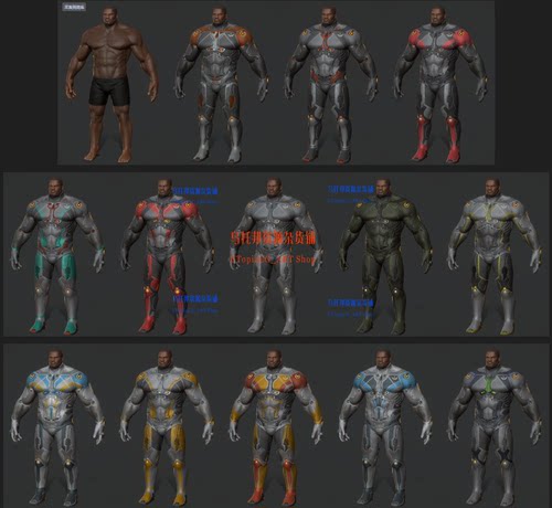 赛博科幻硬汉男性角色3D模型次时代Anvil 机甲枪械3dmax动作画