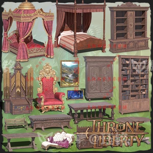 TL游戏3D场景 家具 床 柜子 桌子 椅子 镜子 沙发 画框 3D模型MAX