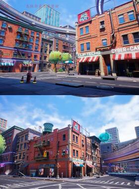 UE5虚幻Stylized Sci-Fi Modern City风格化科幻现代城市街道场景