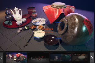 UE5 中国风食物饭店酒坛餐具模型素材Chinese Wineset & Snack