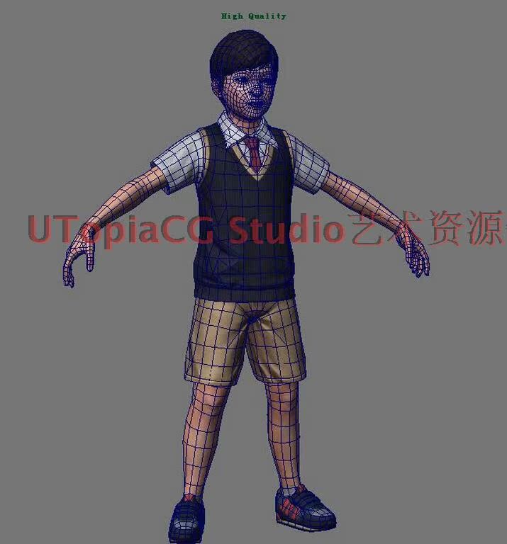 写实小男孩学生3d模型。绑定好的骨骼，max和maya格式都有的，