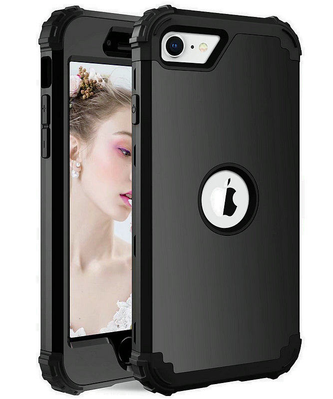 欧美军工防摔手机壳适用苹果SE3代全包磨砂iPhone7/8plus硅胶硬壳加厚6SP三合一SE2外壳简约纯色7P/8P个性
