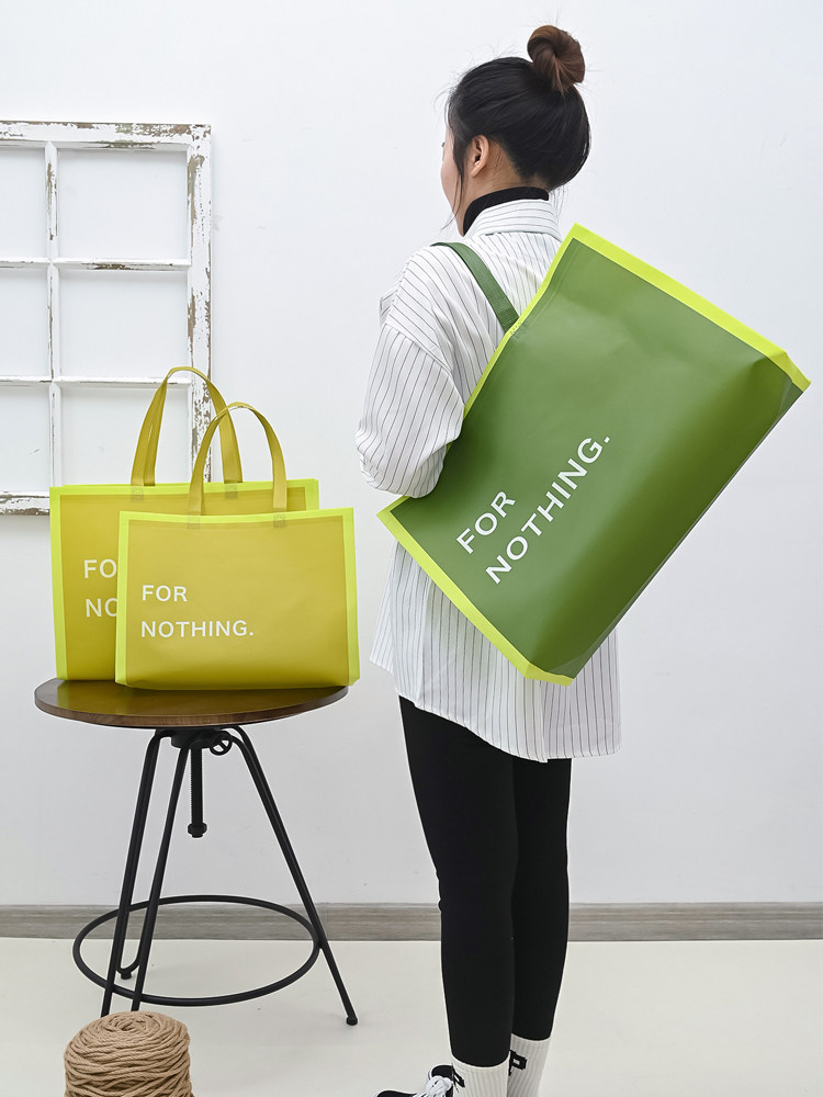 服装店手提袋无纺布覆膜定制LOGO鞋盒礼品包装批发童女装衣服袋子