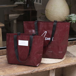 新年跨年手提袋编织袋服装店购物袋安可拉红手提袋定制logo礼品袋