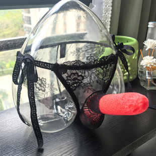 男士性感蕾丝三角内裤个性JJ套囊袋枪弹分离黑色系带透气网纱裤衩