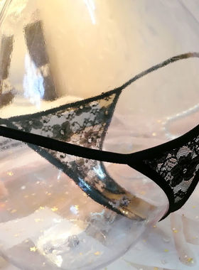 日系可爱性感女士丁字裤透明透视内裤蕾丝超薄诱惑抗菌低腰女T裤