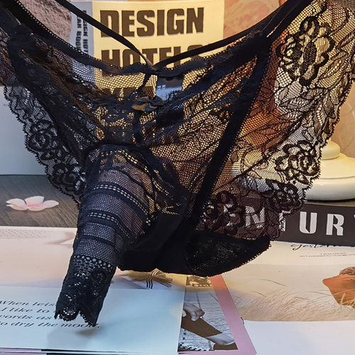 性感男士三角内裤开口超薄透明