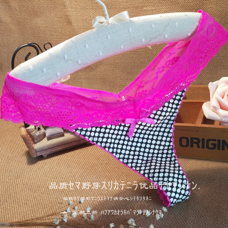 宽边蕾丝腰围拼棉透明性感诱惑 女士丁字内裤纯欲迷人T裤大码T裤