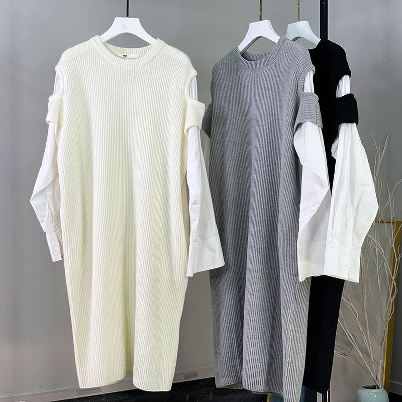 慵懒macqnf秋冬新款针织裙毛衣