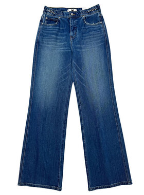 MA牛仔裤女2026春款97322高腰直筒蓝色长裤四面弹显瘦窄版阔腿裤