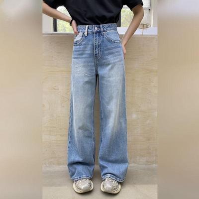 花匣子浅蓝窄版阔腿裤