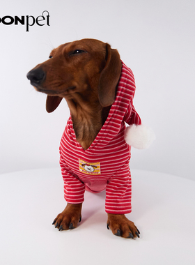 宠物狗狗猫咪德绒红条纹包肚衣打底衫冬装连帽衫（弟弟可裁剪）