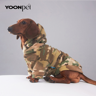 秋冬狗狗猫咪宠物加绒迷彩卫衣腊肠约克夏比熊小狗衣服