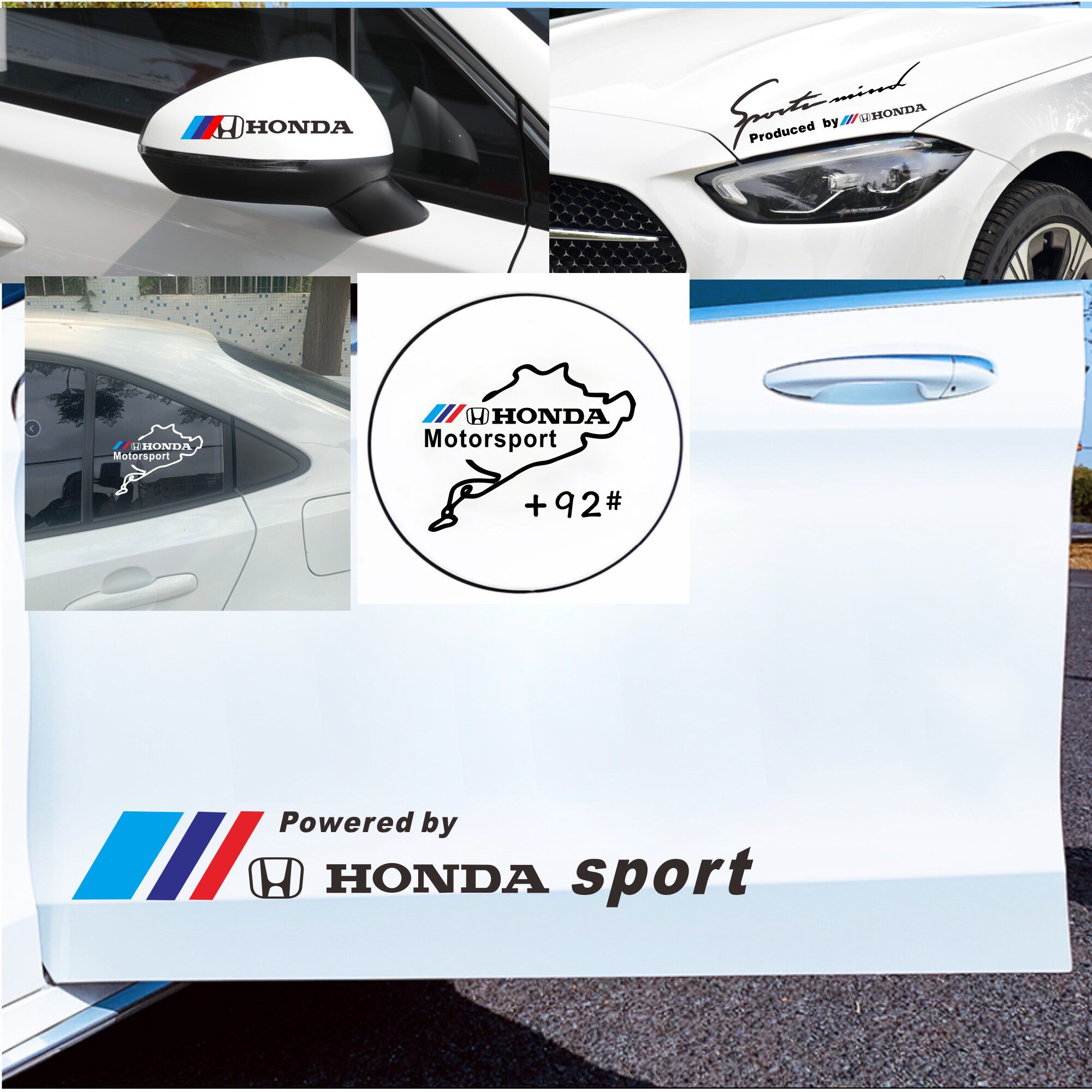 适用于本田飞度思域缤智雅阁CRV皓影反光镜油箱盖车门把手贴纸