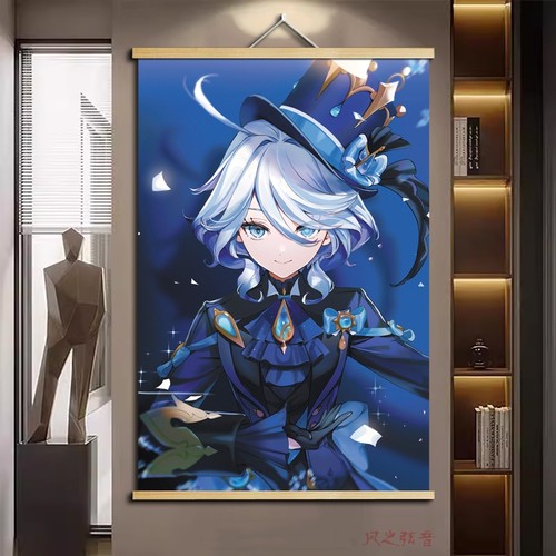 原神周边水神芙宁娜Furina芙卡洛斯游戏动漫卷轴挂画海报宿舍装饰