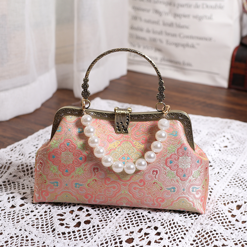 新中式新款复古手提包配汉服单肩斜挎女包旗袍包晚宴包国风百搭包