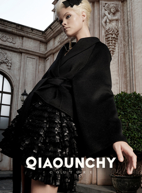 俏女郎 QIAOUNCHY俏云曦 | 黑色甜美风重工法式百褶小短裙半身裙