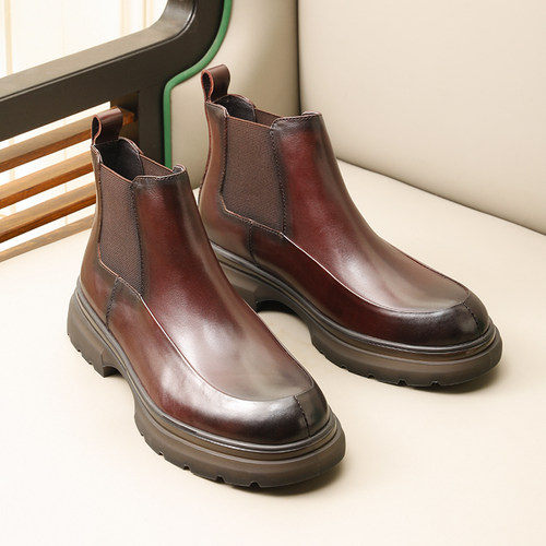 欧美厚底大头切尔西靴