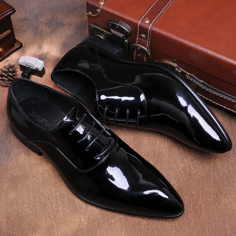 欧美漆皮男鞋正品真皮婚鞋单鞋子
