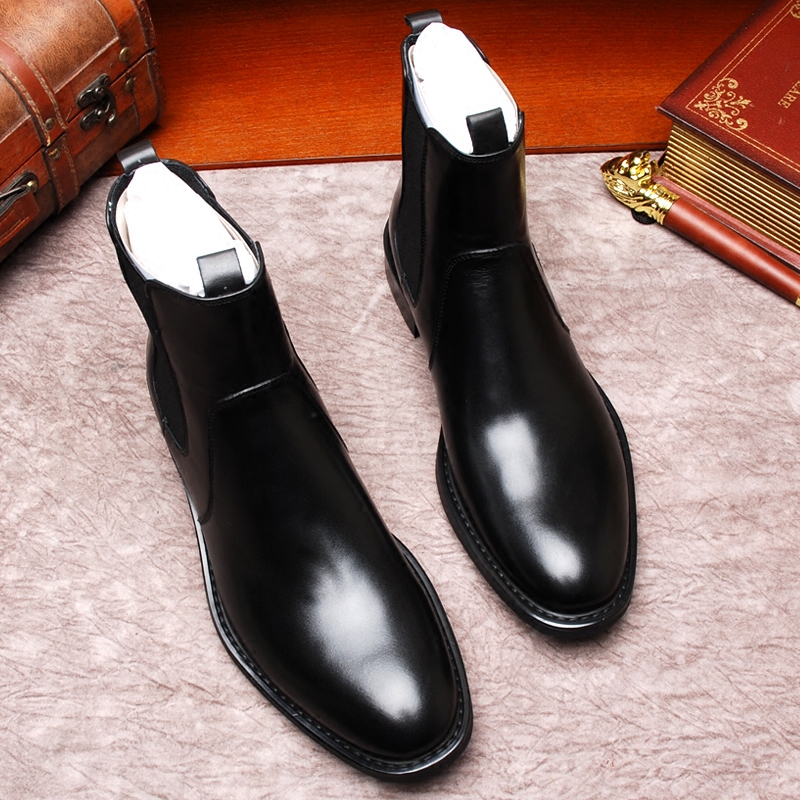 英伦方头商务切尔西靴