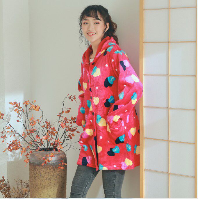 5钻 法兰绒罩衣娇美时尚工作服珊瑚绒羽绒服加厚防寒保暖加绒围裙