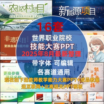 世界全国职业院校技能大赛PPT模板资料逐字稿全赛道高级感可编辑
